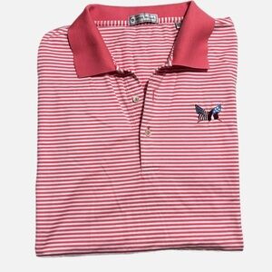 Peter Millar Men’s XL Pink Striped Cotton Polo Shirt Classic Knit Short Sleeve